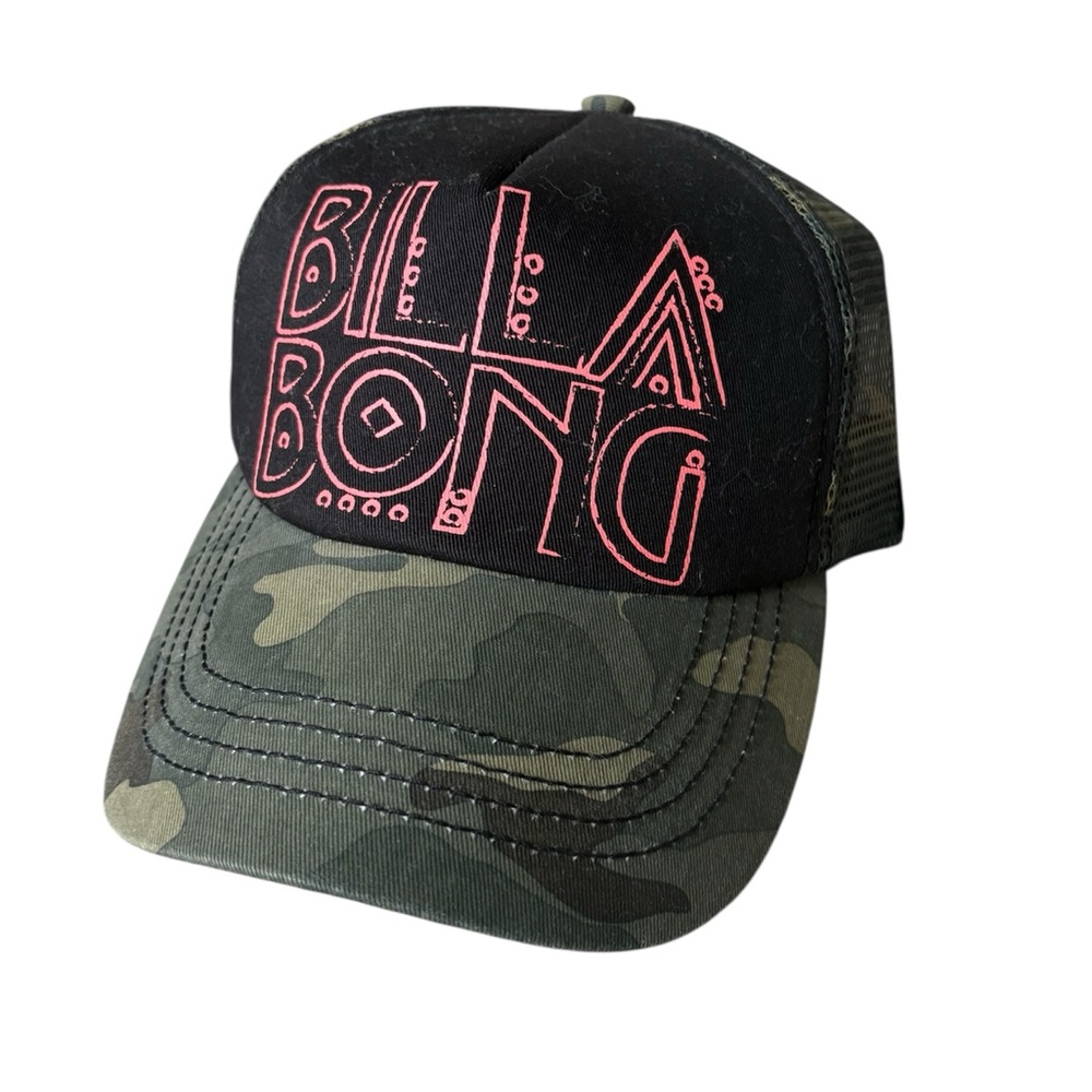 Billabong Black and Olive Camo Mesh Trucker Hat